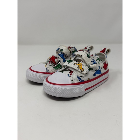 Converse Other - Converse Chuck Taylor All Star 2V Dinosaur Print Infant Size 4 White 766711F